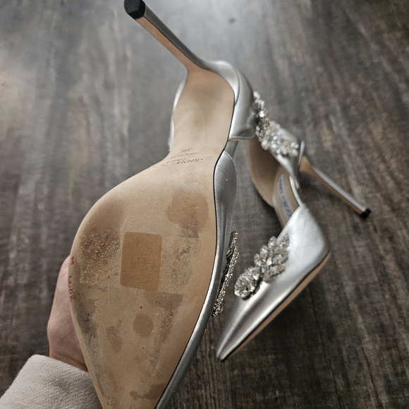 Jimmy ChooJimmy Choo Silver Leather Teja D'orsay Pumps - Picture 7 of 9
